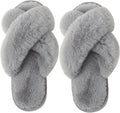 Frauen Fluffy Cross Band Haus Hausschuhe Fuzzy Open Toe Hausschuhe Slip-On Cozy Plüsch Home Schuhe Indoor Outdoor